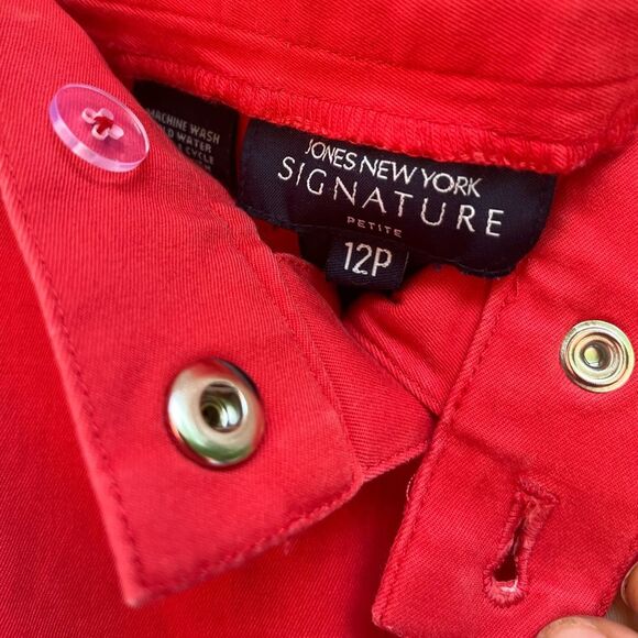 Jones new york signature burnt red mini skirt, front snaps closure, pockets, 12 - Picture 2 of 7